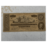CONFEDERATE STATES OF AMERICA 1864 $20 BILL (HAS TEAR AT CENTER)