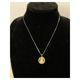 STERLING SILVER BOX CHAIN NECKLACE 18" LONG WITH 22K GOLD OVER SILVER ELECTROPLATED BUDDHA PENDANT (PENDANT WEIGHS APPROX 5.30 GRAMS) TOTAL WEIGHT APPROX 9.00 GRAMS