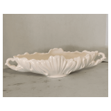 VINTAGE JEANNETTE GLASS SHELL PINK LARGE GONDOLA FRUIT BOWL 18" LONG X 4 1/4" TALL