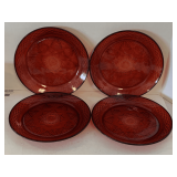 4 DINNER PLATES - VINTAGE RUBY RED DINNERWARE BY CRISTAL D