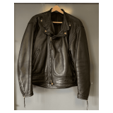 LANGLITZ BLACK LEATHER BIKER JACKET SIZE L/XL