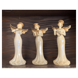 SET OF 3 PEAR/RED ANGEL MUSICIAN FIGURINES 10" TALL