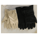 PAIR BLACK LEATHER GLOVES & PAIR TAN ISOTONER GLOVES
