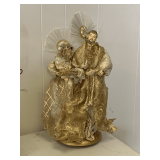 FIBER OPTIC HOLY FAMILY DECOR (GOLD/IVORY) 18" TALL X 9" WIDE