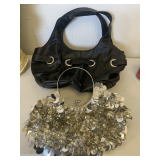 BLACK PURSE BY AVON & SILVER EVENING PURSE