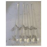 4 LONG STEM CUT GLASS ROSE BUDS 14" LONG (4 CLEAR)