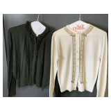 2 VINTAGE SWEATERS - OLIVE & CREAM SIZE S/M