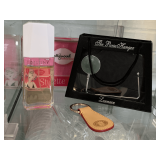 NEW LENNACE PURSE HANGER, NEW STYLET KIT, KEYCHAIN & ALMOST FULL BOTTLE OF DESTINY COLOGNE SPRAY