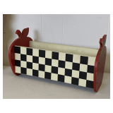 RED/BLACK & WHITE RACK WITH APPLE DESIGN 14" LONG X 9" TALL X 7" WIDE