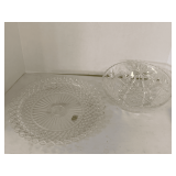 VINTAGE LARGE ANCHOR HOCKING "STAR OF DAVID" BOWL 10 3/4" ROUND X 3 3/4" TALL & VINTAGE LARGE "WEXFORD" ROUND SERVING PLATTER 13 1/2" ROUND
