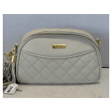NEW JOY & IMAN CREAM LEATHER DIAMOND QUILTED CROSS OVER BAG