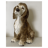 VINTAGE LARGE CHALKWARE COCKER SPANIEL MADE IN MEXICO (LOTS OF DINGS) 14 1/4" TALL X 9" DEEP X 8" WIDE