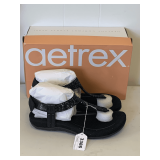 NEW AETREX BLACK BEADED THONG SANDALS SIZE 6 1/2