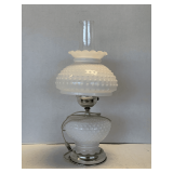 VINTAGE WHITE MILK GLASS HOBNAIL PARLOR LAMP 18 1/2" TALL & 1926 HYMN BOOK "THE GOSPEL IN SONG"