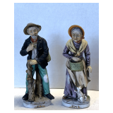 PAIR OF VINTAGE HOMCO HOME INTERIORS OLD FARMER & WIFE FIGURINE 8" TALL