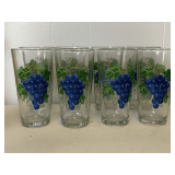 SET OF 8 HAND PAINTED PURPLE GRAPE WATER GLASSES