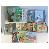 SHELF LOT TO INCLUDE 17 VINTAGE CHILDREN