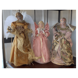 3 ANGEL TREE TOPPERS - 2 LIGHTED 14" , 11", 10"