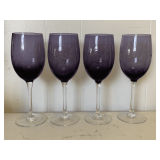 4 PRINCESS HOUSE HERITAGE TALL STEMMED PURPLE ETCHED WINE GLASSES