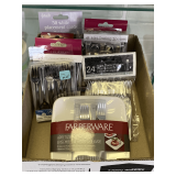 BOX FULL OF NEW APPETIZER FORKS & SPOONS