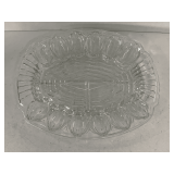 VINTAGE LE SMITH HEAVY CLEAR RECTANGLE DEVILED EGG/RELISH SERVING TRAY 12 1/4" LONG X 11 1/2" WIDE