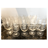 KIT…Noritake Sasaki Bamboo Etched Clear Glass water goblets, MCM Japan, set of 14, seller states this glassware maybe hand blown and approximately 65 years old. See pictures for details.