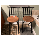 Master bath… Upholstered, round seat folding stools, set of two, see pictures for details.