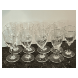 KIT…Noritake Sasaki Bamboo Etched Clear Glass cordial/aperitif, MCM Japan, set of 9, seller states this glassware maybe hand blown and approximately 65 years old. See pictures for details.