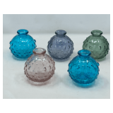 Master… Small, hobnail glass vases, set of five, see pictures for details.