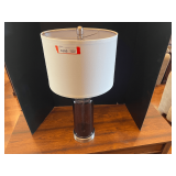 LR… Bottle glass lamp with drum shade, comes with USB ports, see pictures for details.