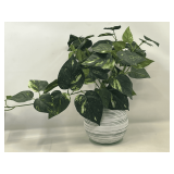 DR… Textured, striped vase with faux plant, see pictures for details.