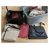Garage… Mystery lot of assorted items to include auto storage bag, phone holder, sunglasses, flashlight, and more. See pictures for details.
