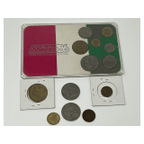 Collection of Mexican Currency and Mexico 86 World Cup Commemorative Coin Set