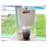 SUN… Drip glaze side table lamp, comes with a white and brown wood plank accent side table with metal frame, see pictures for details. See pictures for details.
