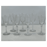 DR… Beautiful vintage stemmed water goblets, believed to be Fostoria, “Shirley” pattern, see pictures for details.