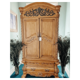 CARVED TALL WARDROBE WITH LARGE BALL AND CLAW FEET