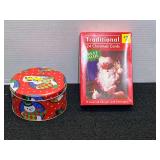 Collectible Christmas tin and assorted Christmas cards, see pictures for details.