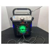 Portable karaoke/MP3/singing/Bluetooth machine,,POWERS UP, working condition unknown, see pictures for details.