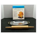 Deluxe Vertical Chicken Roaster with Serving Tray and Rolling Pin
