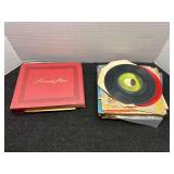 Collection of Assorted Vinyl Records and Record Album Storage Binder