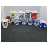 Coffee mug assortment, approximately 11 pieces, see pictures for details.