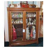 ANTIQUE BEVELED GLASS OAK DISPLAY CABINET
