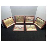 Set of Six Fox Hunting Scene Placemats