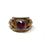 Gold Ring with lovely, faceted Stone and L IOK Hallmark. The L 10K stamp is believed to indicate 41.7% pure gold