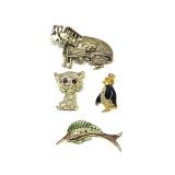 Assorted Vintage Animal and Themed Brooch Collection