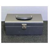 Gray Metal Utility Storage Box with Carrying Handle