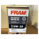 6 GALLONS OF FRAM SAE 0W – 20 FULL SYNTHETIC MOTOR OIL