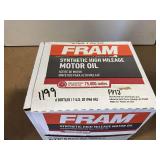 ONE CASE, CONSISTING OF SIX BOTTLES OF FRAM SAE 0W-20 SYNTHETIC HIGH MILEAGE MOTOR OIL