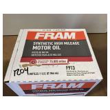 ONE CASE, CONSISTING OF SIX BOTTLES OF FRAM SAE 0W-20 SYNTHETIC HIGH MILEAGE MOTOR OIL