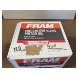 ONE CASE, CONSISTING OF SIX BOTTLES OF FRAM SAE 0W-20 SYNTHETIC HIGH MILEAGE MOTOR OIL